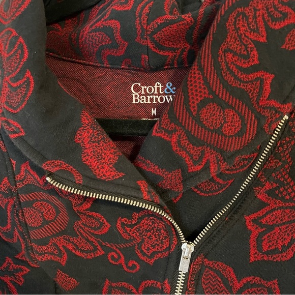 Croft & Barrow Paisley 1/4 Zip Sweatshirt - Navy/Red - Size Medium - EUC - Picture 3 of 4